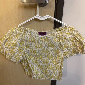 JCrew Fitted puff-sleeve top in Liberty Capel fabric